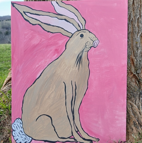 Rabbit Painting Whimsy Art - Picture 6 of 6